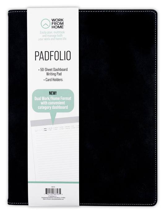 (4 Pack)  Padfolio with Writing Notebook (9.75" X 12.25") Black